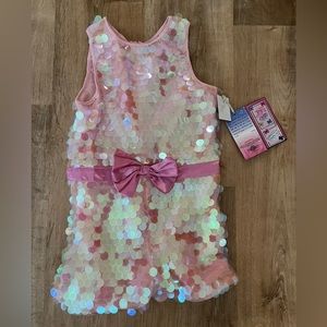 Jojo Siwa Sequin Romper Jumpsuit Shorts Pink Blush Bow Jojo’s Closet  NEW Large